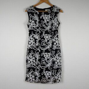SD Collection Sleeveless Dress Women's Petite Size 6P Black White Trim